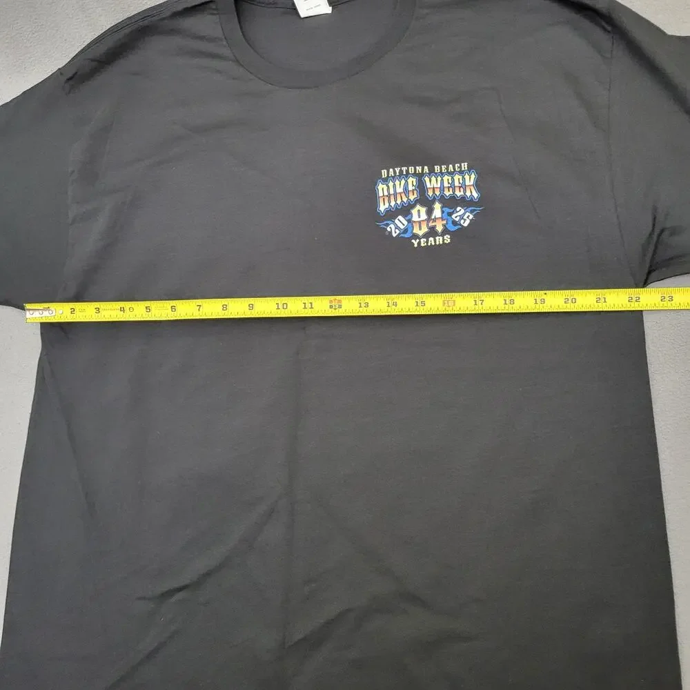 HARLEY DAVIDSON Shirt XL Black Daytona Beach Bike Week 2025 Skull Bones Blue New - Picture 3 of 11